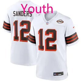 Youth Nike Cleveland Browns #12 Shedeur Sanders 1962 White NFL jersey