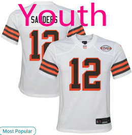 Youth Nike Cleveland Browns #12 Shedeur Sanders White 1946 Throwback Stitched NFL Jersey