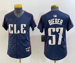 Youth Nike Cleveland Indians #57 Shane Bieber 2024 City Authentic Stitched MLB Jersey