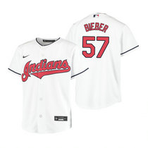 Youth Nike Cleveland Indians #57 Shane Bieber White Game Authentic Stitched MLB Jersey