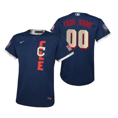 Youth Nike Cleveland Indians Custom Any Name 2021 All star Blue Game Authentic Stitched MLB Jersey