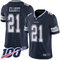 Youth Nike Dallas Cowboys #21 Ezekiel Elliott 100th Season Blue Vapor Untouchable Authentic Stitched NFL Jersey