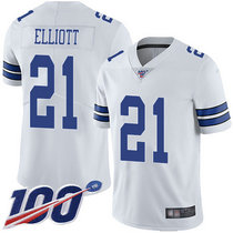 Youth Nike Dallas Cowboys #21 Ezekiel Elliott 100th Season White Vapor Untouchable Limited Authentic Stitched NFL Jersey