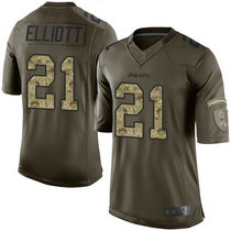Youth Nike Dallas Cowboys #21 Ezekiel Elliott Green Salute to Service Authentic Stitched NFL Jersey