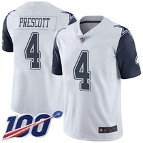 Youth Nike Dallas Cowboys #4 Dak Prescott 100th Season White Rush Authentic Stitched NFL Jersey