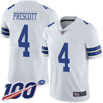 Youth Nike Dallas Cowboys #4 Dak Prescott 100th Season White Vapor Untouchable Authentic Stitched NFL Jersey