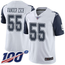 Youth Nike Dallas Cowboys #55 Leighton Vander Esch 100th Season White Rush Authentic Stitched NFL Jersey