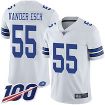 Youth Nike Dallas Cowboys #55 Leighton Vander Esch 100th Season White Thanksgiving Vapor Untouchable Authentic Stitched NFL Jersey
