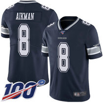 Youth Nike Dallas Cowboys #8 Troy Aikman 100th Season Blue Vapor Untouchable Authentic Stitched NFL Jersey