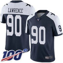 Youth Nike Dallas Cowboys #90 Demarcus Lawrence 100th Season Blue Thanksgiving Vapor Untouchable Authentic Stitched NFL Jersey