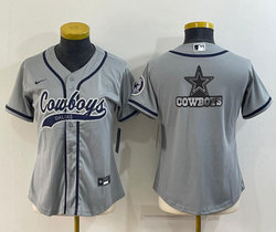Youth Nike Dallas Cowboys Blank Gray Joint Big Logo Authentic Stitched baseball jersey