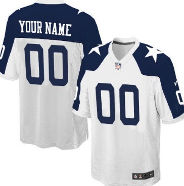 Youth Nike Dallas Cowboys Customized White Thanksgiving Vapor Untouchable Authentic Stitched NFL Jerseys