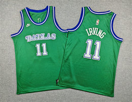 Youth Nike Dallas Mavericks #11 Kyrie Irving Green With Advertising NBA Jersey