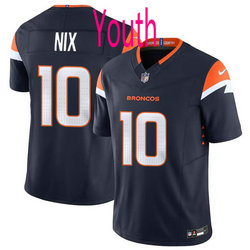 Youth Nike Denver Broncos #10 Bo Nix Black 2024 Draft F.U.S.E Football Jersey