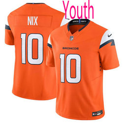 Youth Nike Denver Broncos #10 Bo Nix Orange 2024 Draft F.U.S.E Football Jersey