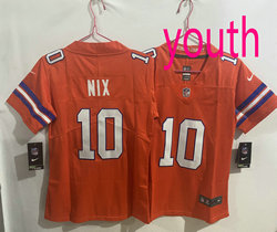 Youth Nike Denver Broncos #10 Bo Nix Orange Throwback 2024 Authentic Stitched NFL Jersey