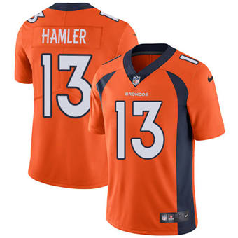 Youth Nike Denver Broncos #13 KJ Hamler Orange Vapor Untouchable Authentic stitched NFL jersey