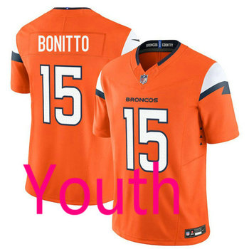 Youth Nike Denver Broncos #15 Nik Bonitto Orange Authentic Stitched NFL Jersey