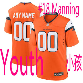 Youth Nike Denver Broncos #18 Peyton Manning Orange 2024 F.U.S.E Authentic Stitched NFL Jersey