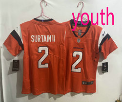 Youth Nike Denver Broncos #2 Pat Surtain II Orange 2024 Authentic Stitched NFL Jersey