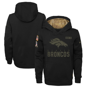 Youth Nike Denver Broncos 2020 Black Salute to Service Pullover Hoodie
