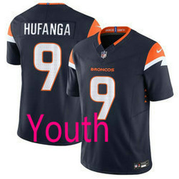 Youth Nike Denver Broncos #9 Talanoa Hufanga Navy Vapor Untouchable Authentic Stitched NFL Jersey