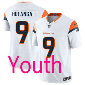 Youth Nike Denver Broncos #9 Talanoa Hufanga White Vapor Untouchable Authentic Stitched NFL Jersey