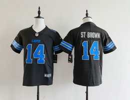 Youth Nike Detroit Lions #14 Amon Ra St Brown 2025 Black Authentic Stitched NFL Jersey