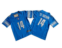 Youth Nike Detroit Lions #14 Amon Ra St Brown Blue 2023 F.U.S.E. Authentic Stitched NFL Jersey