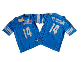 Youth Nike Detroit Lions #14 Amon Ra St Brown Blue 2023 F.U.S.E. With 2024 Super Bowl (LVIII ) patch Jersey