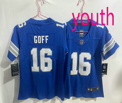 Youth Nike Detroit Lions #16 Jared Goff Blue 2024 Vapor Untouchable Authentic Stitched NFL Jersey