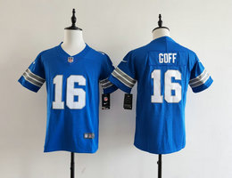 Youth Nike Detroit Lions #16 Jared Goff Blue Authentic Stitched NFL Jersey