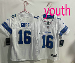 Youth Nike Detroit Lions #16 Jared Goff White 2024 Vapor Untouchable Authentic Stitched NFL Jersey