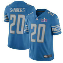 Youth Nike Detroit Lions #20 Barry Sanders Light Blue Vapor Untouchable With 2024 Super Bowl (LVIII ) patch Jersey
