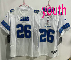 Youth Nike Detroit Lions #26 Jahmyr Gibbs White 2024 Authentic Stitched NFL Jersey