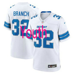 Youth Nike Detroit Lions #32 Brian Branch White Vapor Untouchable Authentic Stitched NFL Jersey