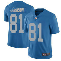 Youth Nike Detroit Lions #81 Calvin Johnson Blue Throwback Vapor Untouchable Authentic stitched NFL jersey