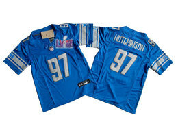 Youth Nike Detroit Lions #97 Aidan Hutchinson Blue 2023 F.U.S.E. With 2024 Super Bowl (LVIII ) patch Jersey