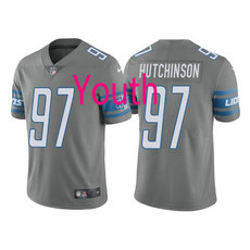 Youth Nike Detroit Lions #97 Aidan Hutchinson Gray Authentic Stitched NFL Jersey