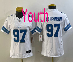 Youth Nike Detroit Lions #97 Aidan Hutchinson White 2024 F.U.S.E. Stitched Jersey