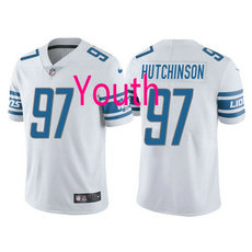 Youth Nike Detroit Lions #97 Aidan Hutchinson White Authentic Stitched NFL Jersey