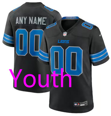 Youth Nike Detroit Lions Customized Black 2024 Authentic Stitched NFL Jerseys