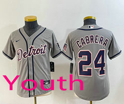 Youth Nike Detroit Tigers #24 Miguel Cabrera Gray MLB Jersey