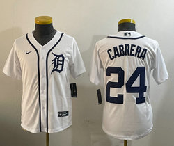 Youth Nike Detroit Tigers #24 Miguel Cabrera White Authentic Stitched MLB Jersey