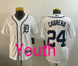 Youth Nike Detroit Tigers #24 Miguel Cabrera White Authentic Stitched MLB Jersey