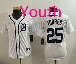 Youth Nike Detroit Tigers #25 Gleyber Torres White Authentic Stitched MLB Jersey