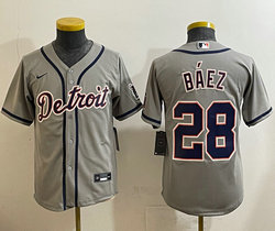 Youth Nike Detroit Tigers #28 Javier Baez Gray Authentic Stitched MLB Jersey