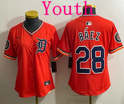 Youth Nike Detroit Tigers #28 Javier Baez Orange 2026 MLB Jersey