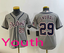Youth Nike Detroit Tigers #29 Tarik Skubal Gray Authentic Stitched MLB Jersey