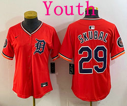 Youth Nike Detroit Tigers #29 Tarik Skubal Orange 2026 MLB Jersey